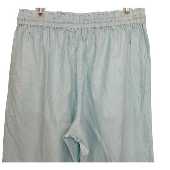 J. Crew Linen Cotton Blend Wide Leg Paperbag Pants Soft Aqua Blue BG359 Size M - Picture 7 of 11